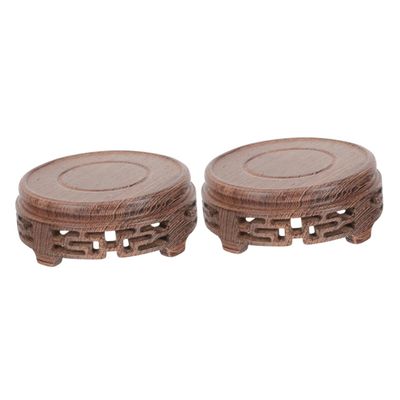 IMIKEYA 2pcs Antique Style Wooden Flower Pot Stand Small Vase Display Holder for Home Decor