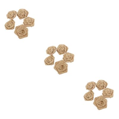 ARTIBETTER 15 pcs Wedding Burlap Decoration Festival Decoration Flower Embellishments for Crafts Burlap Circles Flower Bows Roses Christmas