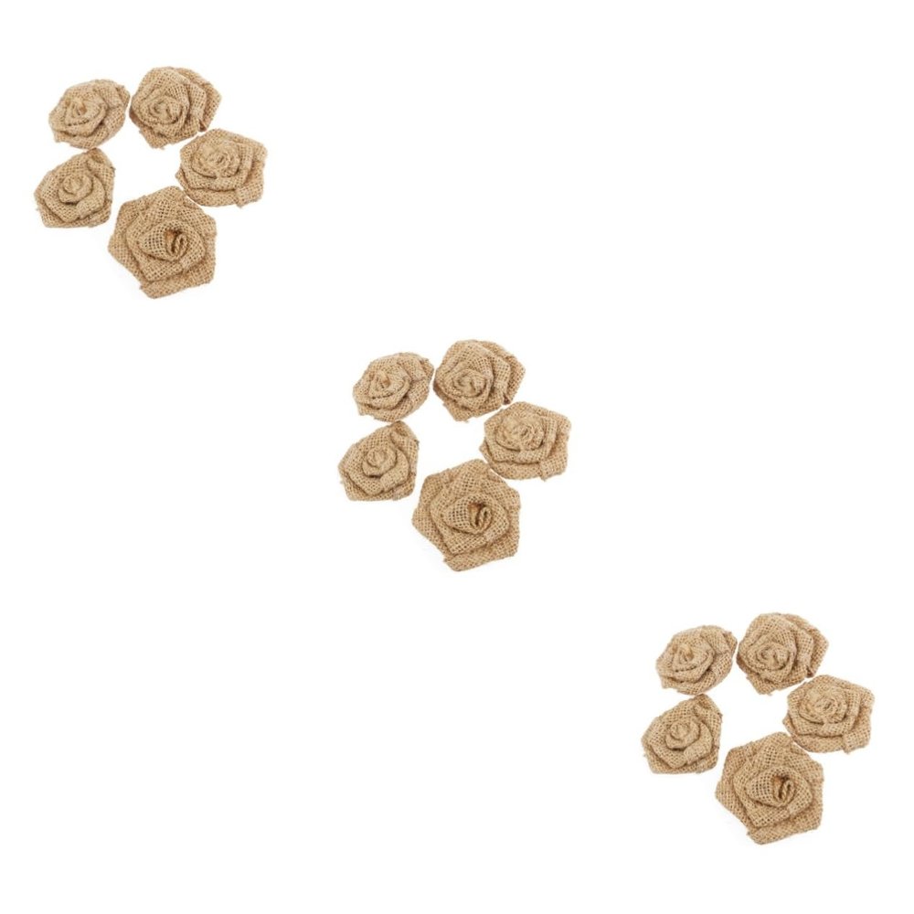 ARTIBETTER 15 pcs Wedding Burlap Decoration Festival Decoration Flower Embellishments for Crafts Burlap Circles Flower Bows Roses Christmas