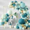 133Pcs Teal Balloons Arch Kit DIY Balloon Arch Garland Kit with Double-Stuffed Teal Balloons Gold Butterfly Blue Balloons Arch Kit for Birthday Wedding Bridal Baby Shower Communion Party Decorations view 1