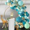133Pcs Teal Balloons Arch Kit DIY Balloon Arch Garland Kit with Double-Stuffed Teal Balloons Gold Butterfly Blue Balloons Arch Kit for Birthday Wedding Bridal Baby Shower Communion Party Decorations view 2