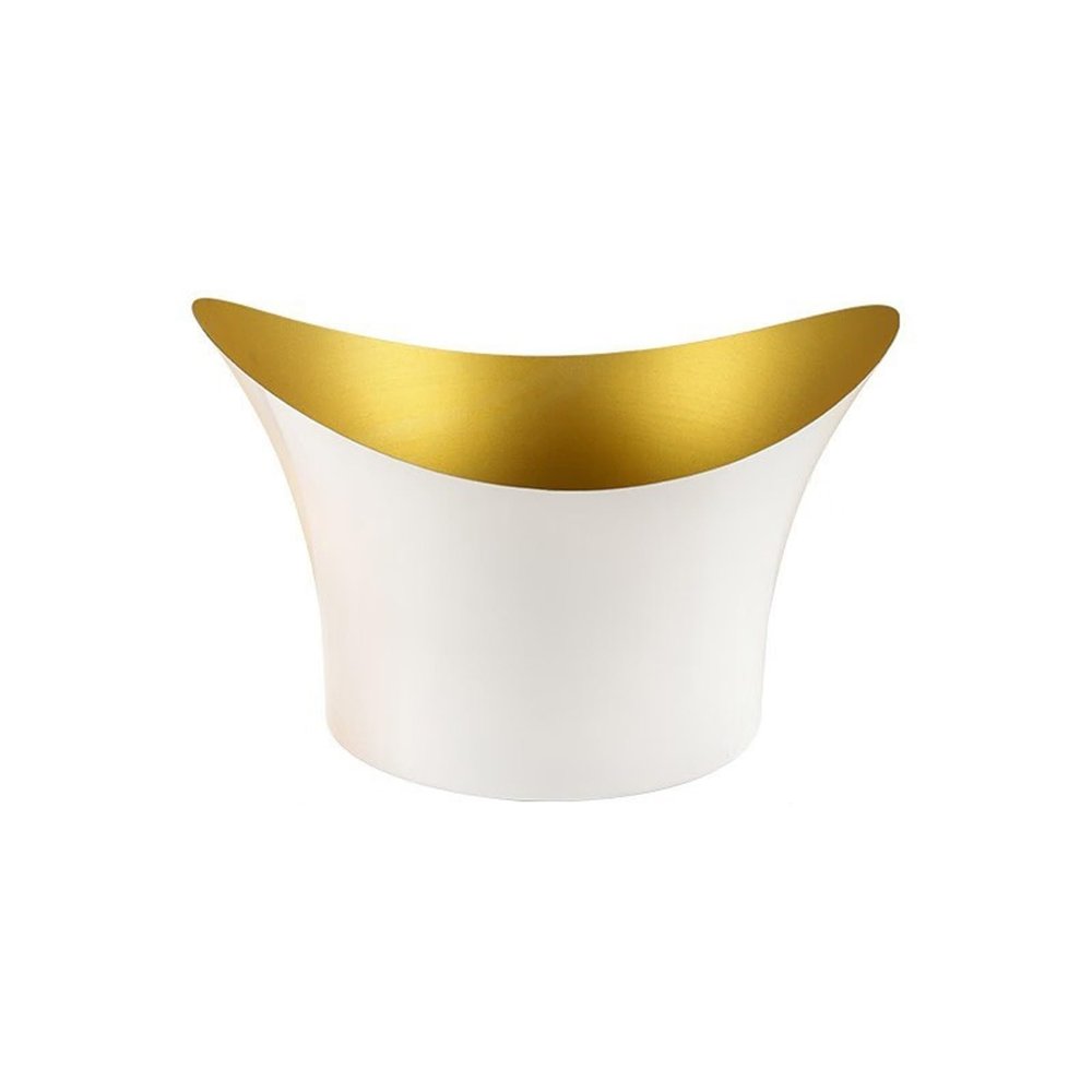 Bar Buckets Stainless-Steel Beverage Tub, Large 9L Stainless Steel Insulated Drink Tub and Ice Bucket with Double Handles, Drink Chiller for Parties, White+Gold Ice Bucket