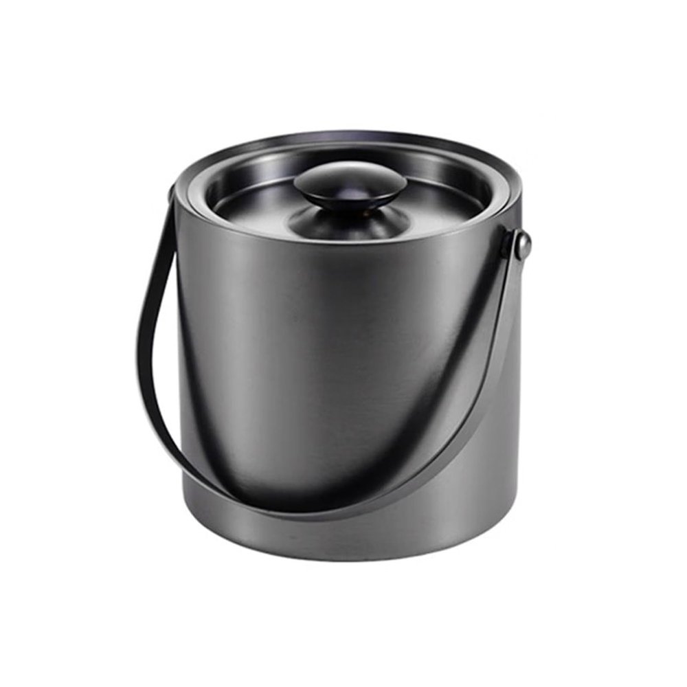 Bar Buckets Ice Bucket with Lid, Double Wall Insulated Stainless Steel Ice Bucket Wine Bucket for Cocktail Bar and Parties, Home Bar Accessories, Dark Grey, 2L Ice Cubes Ice Bucket
