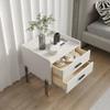Modern Nightstand Indoor Creative Simple Double Drawer Dresser Storage Cabinet Bedroom Bedside Cabinet Living Room Side Table White Bedside Table for Bedroom view 2