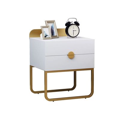 LUNIZ Modern Nightstand Home Living Room Storage Cabinet with Double Drawer Storage Cabinet Creative Metal Cabinet Bedroom Bedside Cabinet Bedside Table for Bedroom