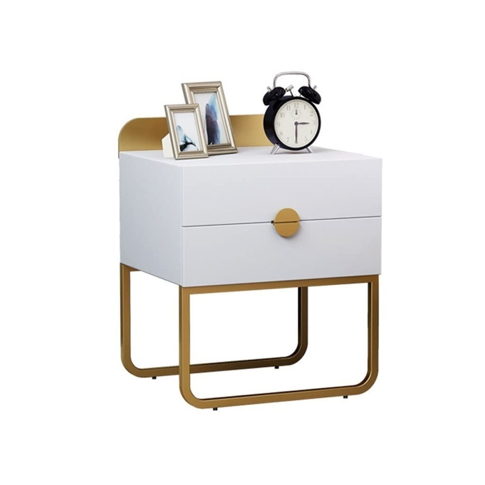LUNIZ Modern Nightstand Home Living Room Storage Cabinet with Double Drawer Storage Cabinet Creative Metal Cabinet Bedroom Bedside Cabinet Bedside Table for Bedroom