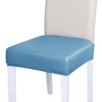 pu Leather Chair seat Cover, Seat Covers for Dining Room, Removable Washable Anti-Dust Chair Seat Slipcovers, for Wedding Party -Light Blue-2 Pieces