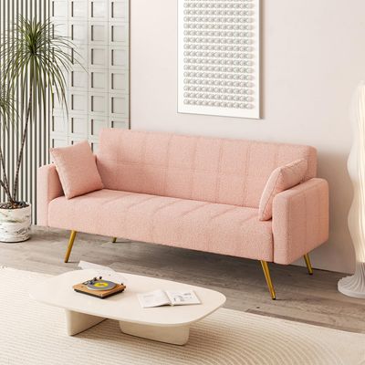Futon Sofa Bed,Convertible Folding Futon Couch Breathable Small Couch with Armrests for Compact Living Studio in Living Room and Bedroom,Offices,Dorm Loveseat (Teddy Powder)