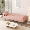 Futon Sofa Bed,Convertible Folding Futon Couch Breathable Small Couch with Armrests for Compact Living Studio in Living Room and Bedroom,Offices,Dorm Loveseat (Teddy Powder) view 3