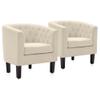 BELLEZE Accent Barrel Arm Chair Set of 2, Modern Comfy Upholstered Tufted Club Chair with Sturdy Legs and Linen Fabric for Bedroom Living Room - White view 1