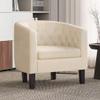 BELLEZE Accent Barrel Arm Chair Set of 2, Modern Comfy Upholstered Tufted Club Chair with Sturdy Legs and Linen Fabric for Bedroom Living Room - White view 2