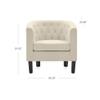 BELLEZE Accent Barrel Arm Chair Set of 2, Modern Comfy Upholstered Tufted Club Chair with Sturdy Legs and Linen Fabric for Bedroom Living Room - White view 3