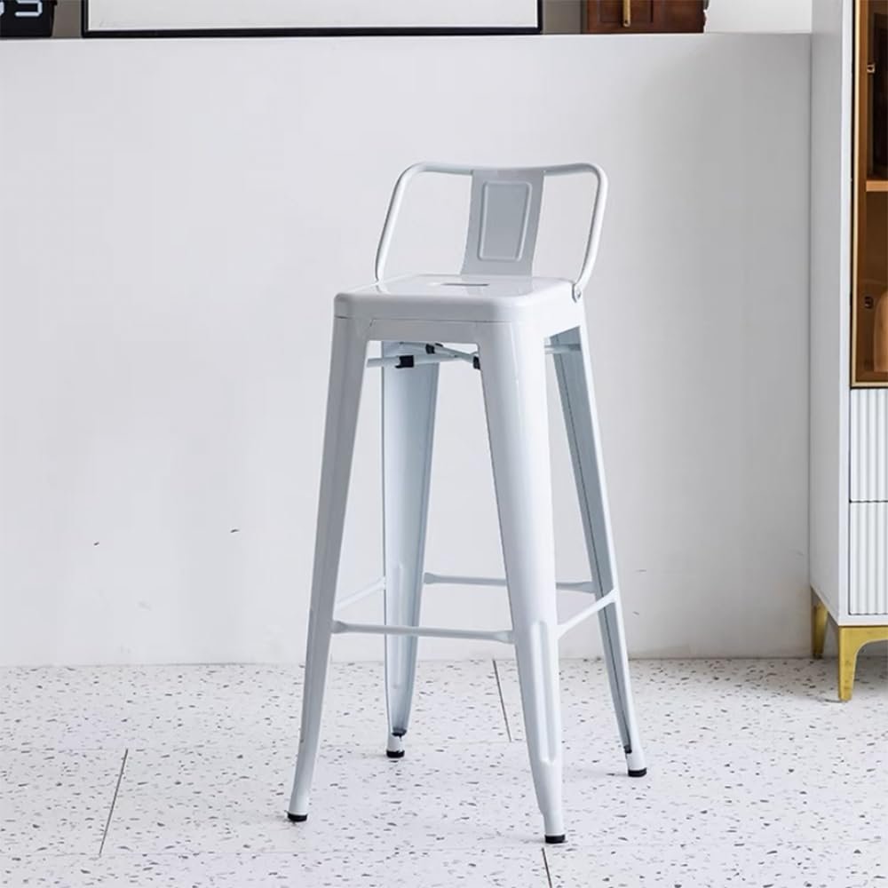 HCZION Bar Stools with Back Metal Bar Chairs 24 Inch 30 Inch Counter Stool Home Dining Chairs Heavy Duty Breakfast Bar Stools for Kitchen Island (Color : White, Size : 65cm/25.5inch)