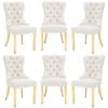 civama Dining Chairs Set of 6, Elegant Luxury Velvet Tufted Dining Chairs Golden Legs & Nailhead Trim, Back Lion Head Pull Ring & Rhomboid Pattern, Nikki Collection Armless Kitchen Chair, Beige view 1