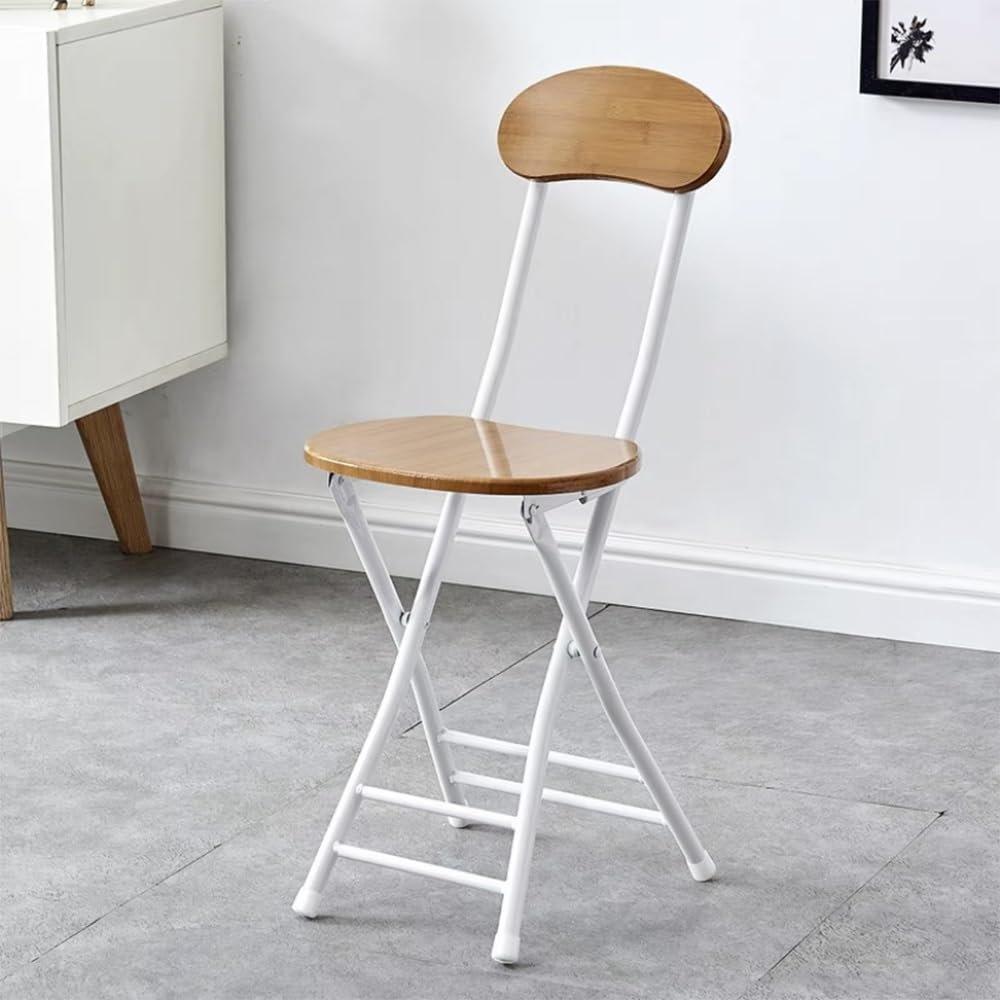 HCZION Foldable Dining Chairs Wood Folding Chair Folding Barstool with Backrest and Footrest Portable Counter Height Folding Stool Adults Kitchen Island Folding Bar Stool (Color : Brown)