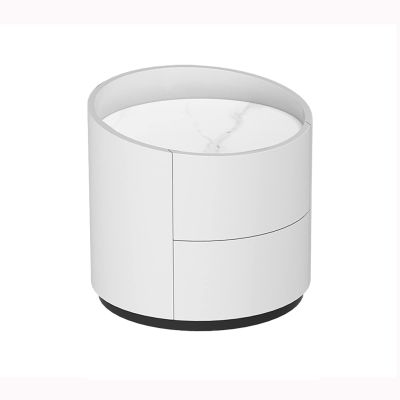 LUNIZ Modern Nightstand Home Creative Round Bedside Table with Double Drawers Living Room Sofa Side Table Bedroom Storage Side Cabinet Bedside Table for Bedroom (Color : B)