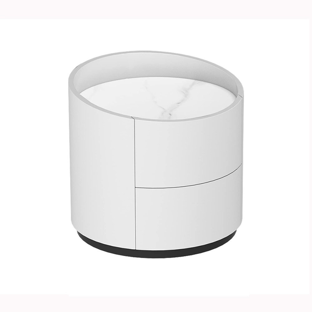 LUNIZ Modern Nightstand Home Creative Round Bedside Table with Double Drawers Living Room Sofa Side Table Bedroom Storage Side Cabinet Bedside Table for Bedroom (Color : B)