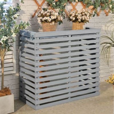 Outdoor Wooden Air Conditioner, Air Conditioner Grille, Wooden Air Conditioner Cover, Wooden Air Conditioner Outdoor Rack, Concealed Air Conditioner, For Dustproof and Outdoor ( Color : Gray , Size :