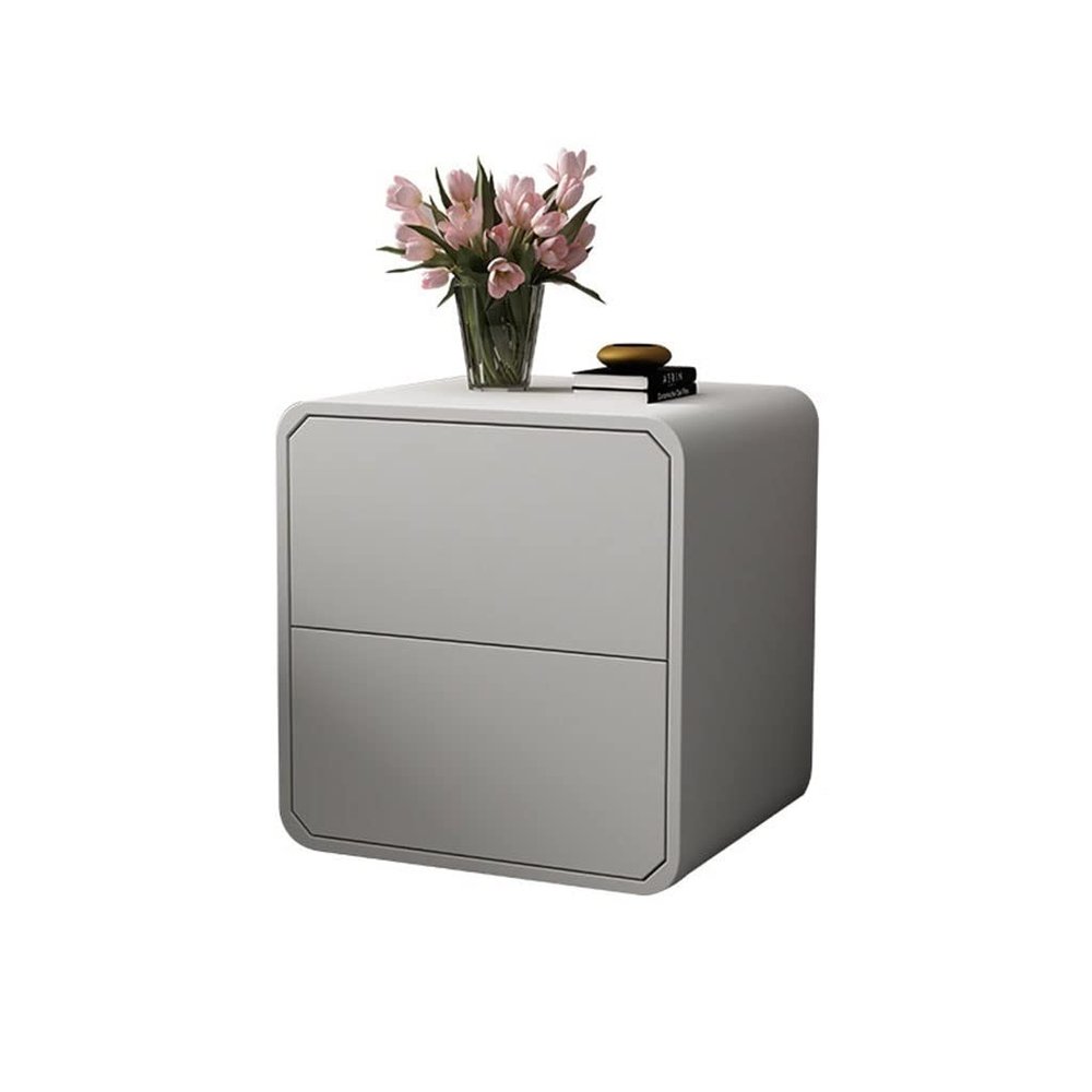Modern Nightstand Household Square Bedside Table Modern Minimalist Storage Cabinet Living Room Bedroom Bedside Table Double Drawer Bedside Table for Bedroom (Size : 15.74in)