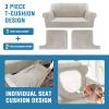 H.VERSAILTEX Sofa Cover 3 Piece T Cushion Sofa Slipcovers Thick Velvet Couch Cover Stretch T Cushion Sofa Covers for 2 Cushion Couch with 2 Individual T Cushion Covers Washable, Oatmeal view 4