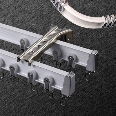 JEDAL Ceiling Track for Curtains 3.3ft-13.1ft Heavy Flexible Curtain Rail for Bay Window Aluminum Alloy Silence Curtain Double Rods Curtain Accessories (Color : White, Size : 3.3ft)