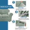 H.VERSAILTEX Real Velvet Plush 3 Piece Stretch Sofa Covers Couch Covers for 2 Cushion Couch Loveseat Covers Width Up to 72 Inch Thick Stay in Place (Medium Sofa, Sea Grass) view 3