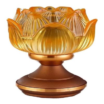 Kerosene Lamp Glass Lotus Oil Lamps Home Decor, Vintage Hurricane Lamp - Glass Shades Oil Lamp Lantern for Home Interior - Portable Kerosene Lantern ( Color : Yellow )