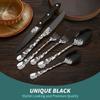 Black Silverware Set Set With Steak Knives Flatware Set for 4 Luxury 24 Piece Patterned Utensi Sets 18/10 Stainless Steel Cutlery Set Include Fork Knife Spoon Tableware view 2