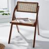 Foldable Wood Rattan Dining Chair, Armless Dining Room Kitchen Side Chair with Natural Cane Back and Wooden Leg, Lounge Chair for Living Room/Bedroom/Courtyard view 2