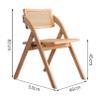 Foldable Wood Rattan Dining Chair, Armless Dining Room Kitchen Side Chair with Natural Cane Back and Wooden Leg, Lounge Chair for Living Room/Bedroom/Courtyard view 3