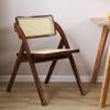 Foldable Wood Rattan Dining Chair, Armless Dining Room Kitchen Side Chair with Natural Cane Back and Wooden Leg, Lounge Chair for Living Room/Bedroom/Courtyard view 4