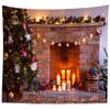 BELECO Large Christmas Fireplace Tapestry Wall Hanging Christmas Fireplace Candles Shiny Stars Xmas Trees Art Wall Decor Christmas New Year Party Decorations Backdrop Bedroom Living Room Home Decor view 1