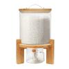 WDZCZDoo Flour and Cereal Container, 5L Rice Dispenser, Creative Glass Food Storge Container for Kitchen Organization and Pantry Store, Airtight Lid and Wooden Stand view 1