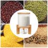 WDZCZDoo Flour and Cereal Container, 5L Rice Dispenser, Creative Glass Food Storge Container for Kitchen Organization and Pantry Store, Airtight Lid and Wooden Stand view 2