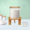 WDZCZDoo Flour and Cereal Container, 5L Rice Dispenser, Creative Glass Food Storge Container for Kitchen Organization and Pantry Store, Airtight Lid and Wooden Stand view 3