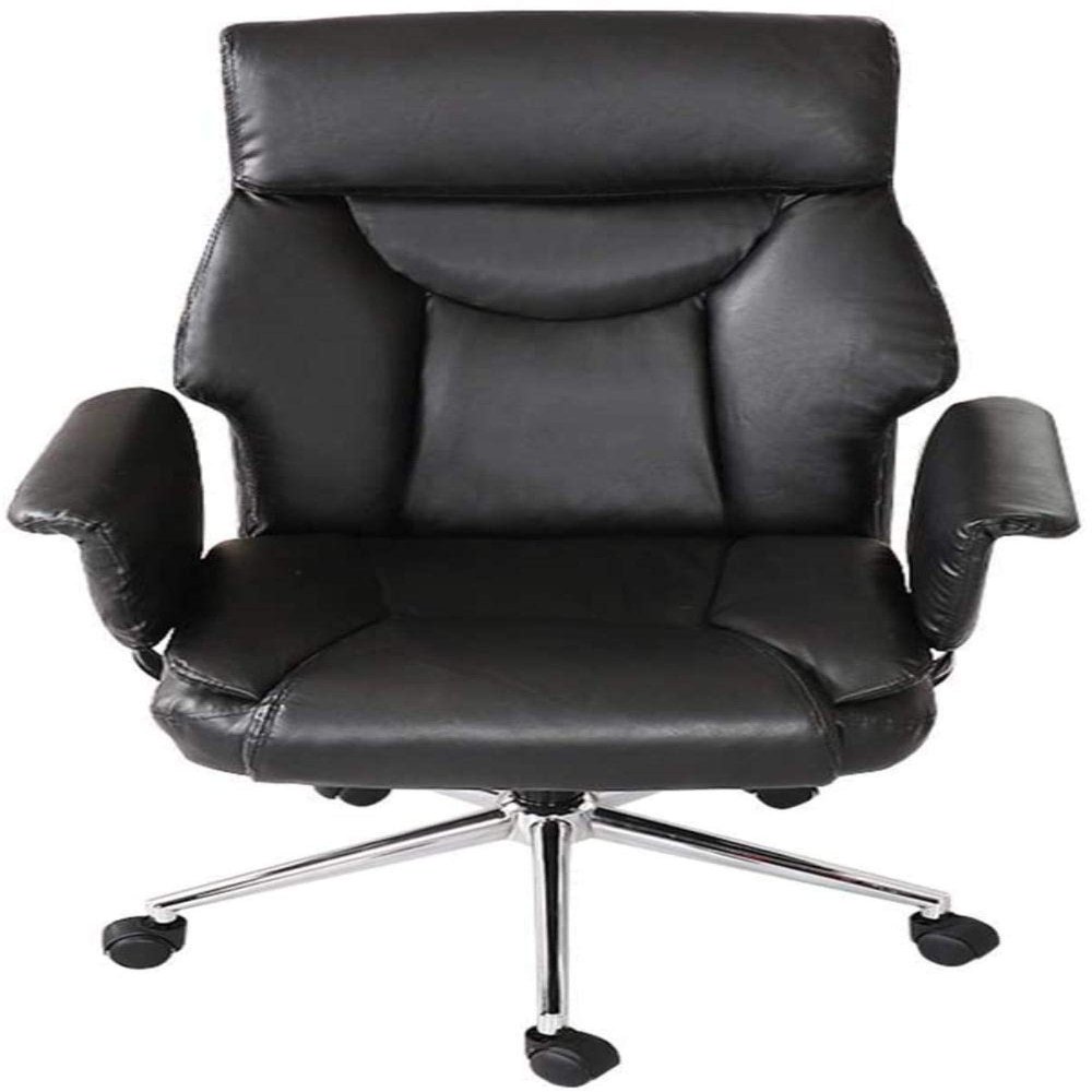 Armchair Chairs Faux Leather Swivel Office Chair Adjustable Seat Height, Tilt Mechanism Ergonomic Executive Computer Chair Stool Chair (Color : Black)