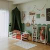 Montessori toddler bed with rails, Toddler floor bed with rails, Montessori floor bed with rails for kids, Wooden floor bed, Montessori furniture (Twin, White) view 2