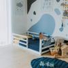 Montessori toddler bed with rails, Toddler floor bed with rails, Montessori floor bed with rails for kids, Wooden floor bed, Montessori furniture (Twin, White) view 4