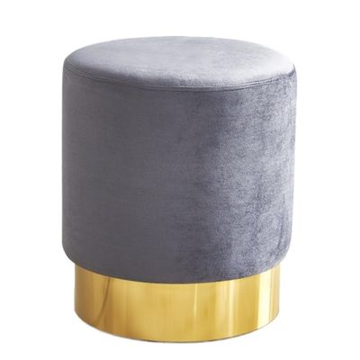 TOWINE Stool Light Luxury Small Round Stool Household Low Stool Fabric Sofa Stool Stainless Steel Small Stool Living Room Shoe Changing Stool for Bedroom Couch Desk (Color : Grey, Size : F)