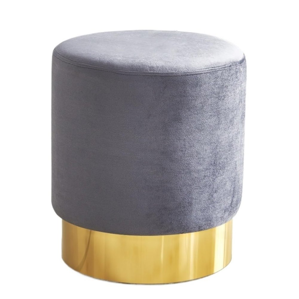 TOWINE Stool Light Luxury Small Round Stool Household Low Stool Fabric Sofa Stool Stainless Steel Small Stool Living Room Shoe Changing Stool for Bedroom Couch Desk (Color : Grey, Size : F)