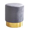 TOWINE Stool Light Luxury Small Round Stool Household Low Stool Fabric Sofa Stool Stainless Steel Small Stool Living Room Shoe Changing Stool for Bedroom Couch Desk (Color : Grey, Size : F) view 1