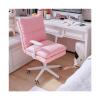 Swivel Desk Chair Comfortable Home Office Chair, Upholstered Desk Chair Linen Adjustable Swivel Vanity Chair for Bedroom Living Room, Blue/Pink/Khaki/Yellow for Home Office Chair view 1