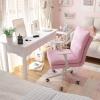 Swivel Desk Chair Comfortable Home Office Chair, Upholstered Desk Chair Linen Adjustable Swivel Vanity Chair for Bedroom Living Room, Blue/Pink/Khaki/Yellow for Home Office Chair view 3