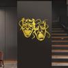 Comedy and Tragedy Masks Metal Wall Decor, Drama Faces Metal Sign, Theater Mask Happy Sad Face Decor, Modern Face Artwork, Living Room Wall Art, Lovers Gifts (Gold, 30"x22" | 76x55cm) view 1