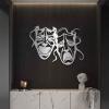 Comedy and Tragedy Masks Metal Wall Decor, Drama Faces Metal Sign, Theater Mask Happy Sad Face Decor, Modern Face Artwork, Living Room Wall Art, Lovers Gifts (Gold, 30"x22" | 76x55cm) view 4
