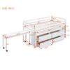 Twin Size Loft Bed with Retractable Writing Desk and 4 Drawers, Wooden Low Loft Bed Frame with Lateral Portable Desk and Shelves Space Saving Loft Bed Twin for Girls Boys (White~04) view 2