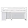 Twin Size Loft Bed with Retractable Writing Desk and 4 Drawers, Wooden Low Loft Bed Frame with Lateral Portable Desk and Shelves Space Saving Loft Bed Twin for Girls Boys (White~04) view 4
