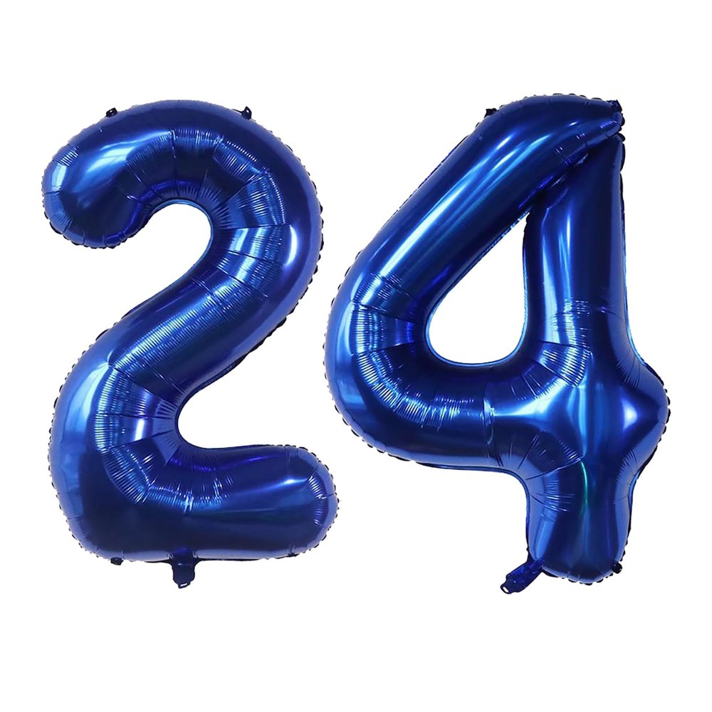 YFHVJTKO 40 Inch Number 24 Foil Balloons 24th Celebration Decorations for Happy 24th Birthday Party Wedding Bridal Shower Engagement Photo Shoot Anniversary Decoration, Number 24 Navy Blue Balloon