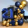 YFHVJTKO 40 Inch Number 24 Foil Balloons 24th Celebration Decorations for Happy 24th Birthday Party Wedding Bridal Shower Engagement Photo Shoot Anniversary Decoration, Number 24 Navy Blue Balloon view 4