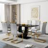 Pvillez Marble Dining Table Set for 6,7 Piece Kitchen Table Set with 63" Black Kitchen Table, Faux Marble Dining Room Table with 6 PU Leather Chairs,Modern Dining Table and Chairs Set for 6 view 1